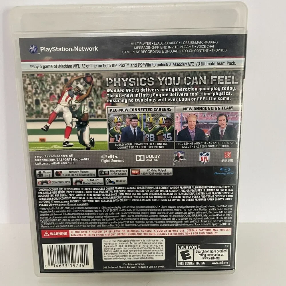 Madden NFL 13 Video Game for Sony Playstation 3